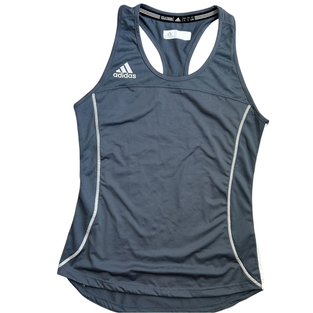 ADIDAS Women’s Climacool Racerback Tank Top‎ Onyx Gray/White Compression L